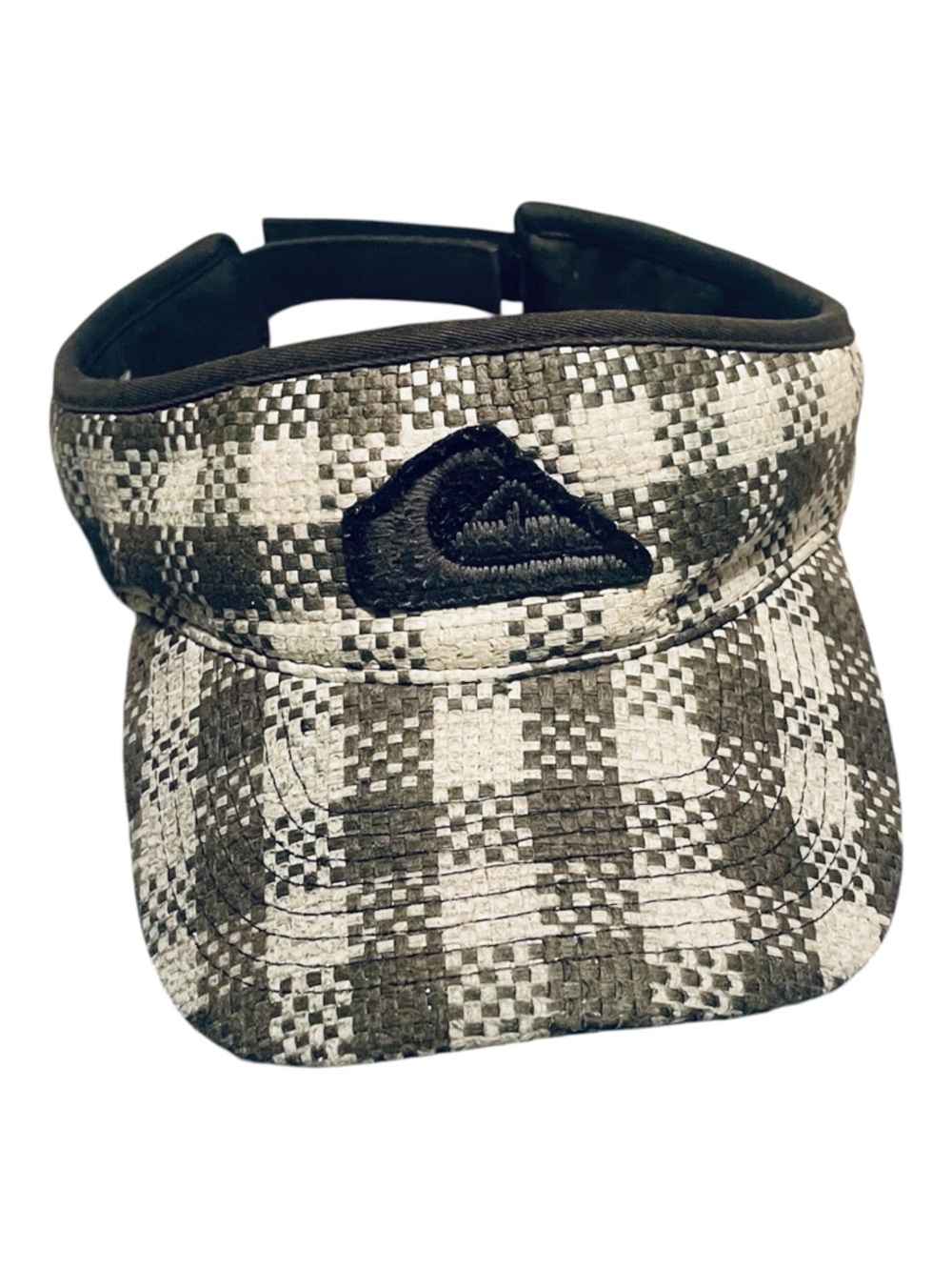 Quiksilver Surf Sand Vintage Woven Check Sun Visor Adjustable Black and White